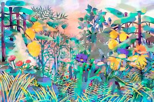 Regenwald Meditation, eine Landschaft in Pastellfarben