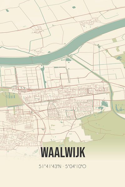 Carte ancienne de Waalwijk (Brabant septentrional) par Affiches de lieux