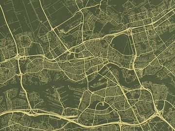 Carte de Rotterdam en or vert sur Map Art Studio