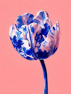 Blaue Porzellan-Tulpe auf rosa Hintergrund