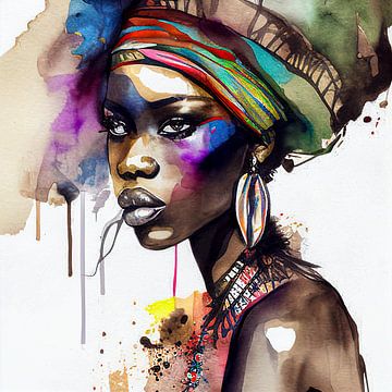 Schilderij Abstracte Afrikaanse Vrouw van Animaflora PicsStock