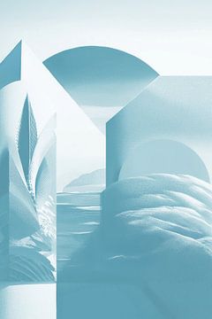 Surrealistic landscape in warm blue tones by Irene Ibanez