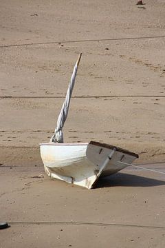 Gestrand zeilbootje van Marianne van den Bogaerdt