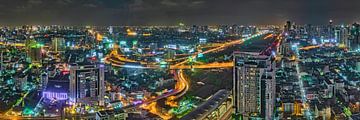 Panoramic picture of Bangkok by night by FineArt Panorama Fotografie Hans Altenkirch