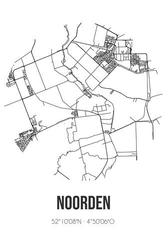 Noorden (Zuid-Holland) | Landkaart | Zwart-wit