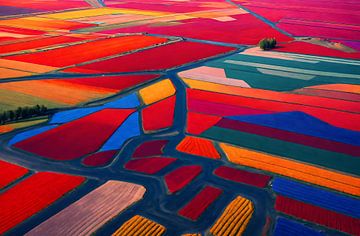 Champs de tulipes abstraits vus du ciel sur Igniferae