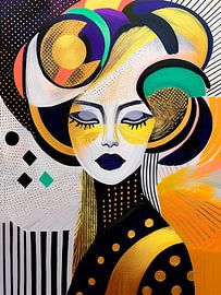 Abstraktes farbenfrohes Frauenporträt. Serie PopArt-1B