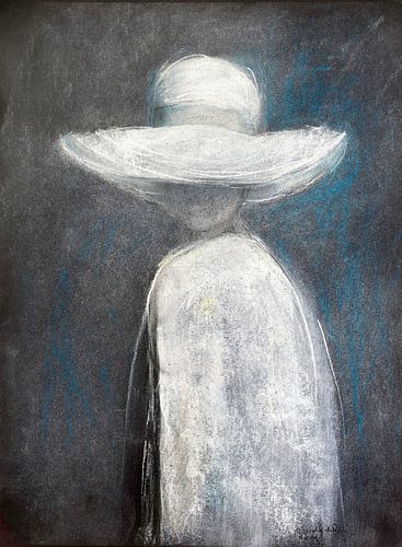 Abstract figuratief portret, Dame Blanche. Handgeschilderd. van Ineke de Rijk