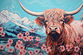 Elegantie van contrasten: het majestueuze Hoogland vee in stedelijke fusie