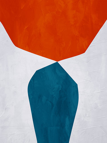 Minimalistische abstracte kunst met organische vormen in warme, kleurrijke tinten.