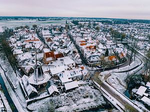 Luftbild von Hattem an einem kalten Wintermorgen