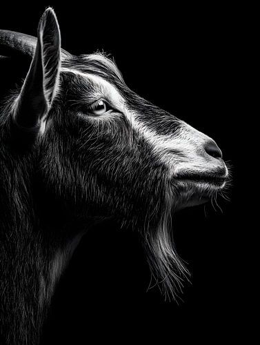 Goat - Characterful side profile in black and white