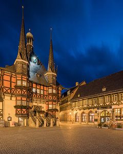Das berühmte Rathaus in Wernigerode, Harz, Sachsen-Anhalt, Deutschland.