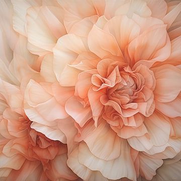 Abstracte weergave van zijden bloemen in fuzzy peach van Lauri Creates