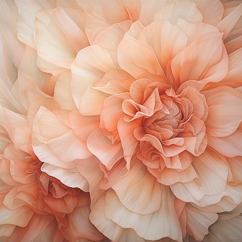 Abstracte weergave van zijden bloemen in fuzzy peach