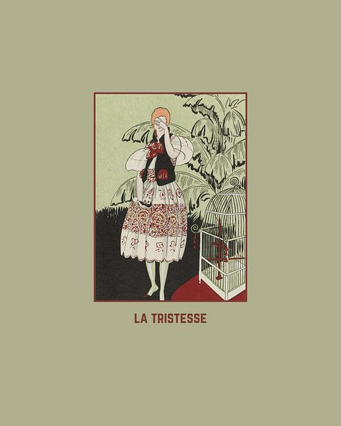 La tristesse - Historische mode, bohemian, Art Deco Print van NOONY