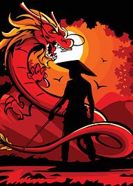 Samouraï face au dragon sur Rez Design