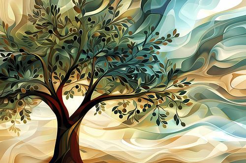 Olivier abstrait avec branches