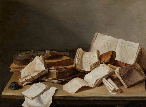 Stilleben mit Büchern und einer Geige - Jan Davidsz de Heem