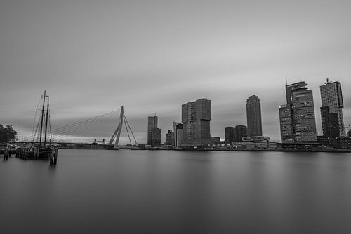 Skyline van Rotterdam in zwart en wit
