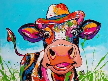 Cheerfully smiling cow by Happy Paintings