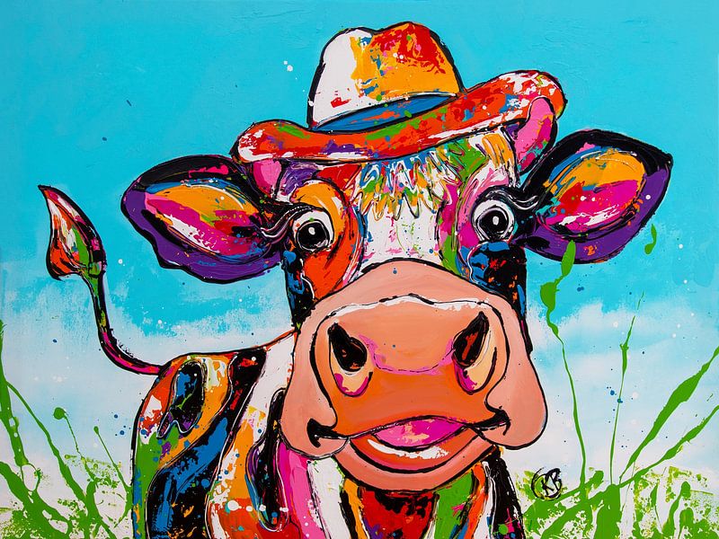 Fröhlich lächelnde Kuh von Happy Paintings / Renata Rolefes