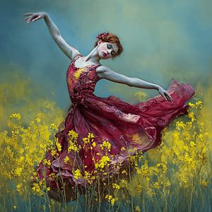 Blumen wehen mit ihrem Haar – die Tänzerin, die das Feld zum Singen bringt