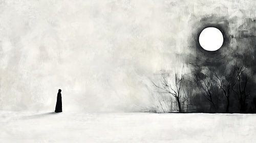 Forme solitaire dans la neige