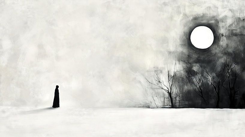 Forme solitaire dans la neige par Frank Heinz