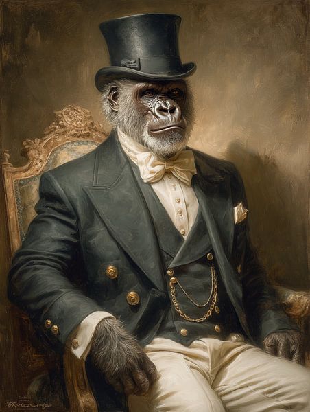 Victorian gorilla gentleman - top hat and gold chain by MArt