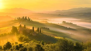 Play of light over Tuscan Hills by Vlindertuin Art