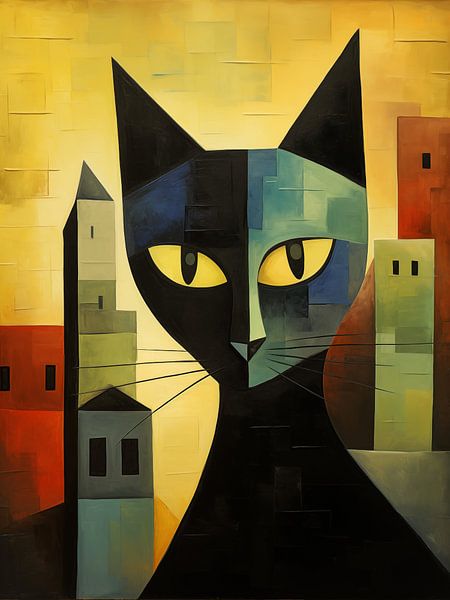 Cat Art in the Style of Lyonel Feininger by Vincent the Cat