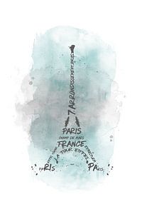 Watercolor Art Eiffel Tower | turquoise