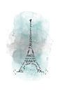 Eiffeltoren typografie | aquarel turquoise van Melanie Viola thumbnail