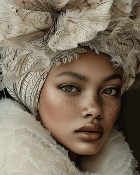 Modern portret in beige en taupe tinten van Carla Van Iersel