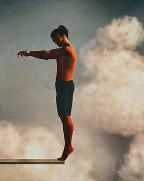 Ein Mann bereit zum Tauchen auf dem Sprungbrett von Jan Keteleer