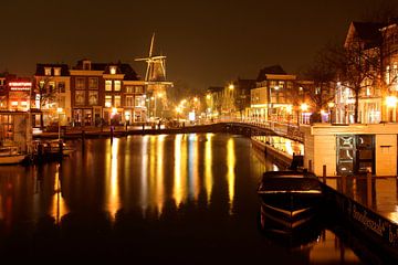 Grachten van Leiden - Nachtopname