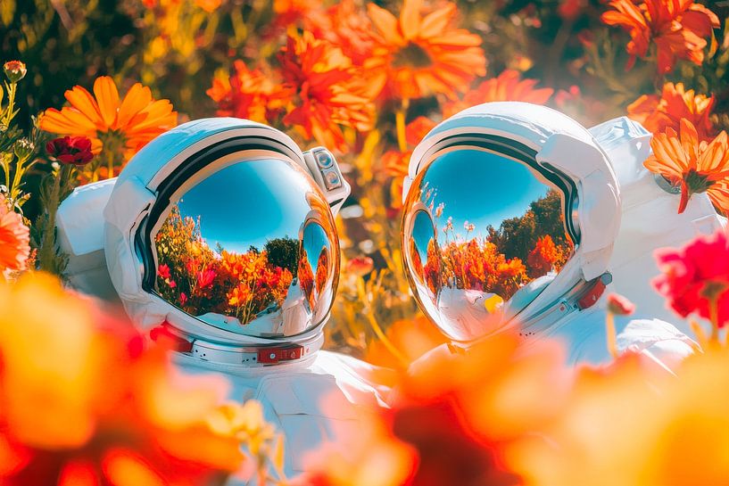 Astronauts in the flower field by Poster Art Shop