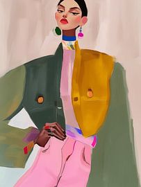 Portrait coloré "Fashionista&quot ; sur Carla Van Iersel