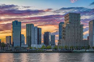 Skyline Rotterdam Coucher de soleil sur Leon Okkenburg