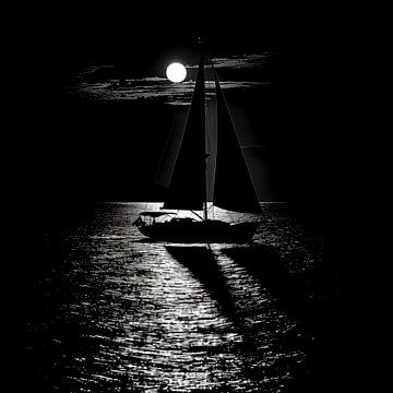 Zeilboot in de nacht van TheXclusive Art