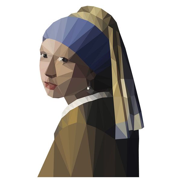 Mädchen mit dem Perlenohring Johannes Vermeer (Low-Poly-Bearbeitung) von Marianne Jonkman