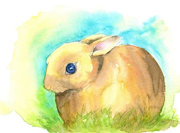 Schattig klein bruin konijntje van Karen Kaspar