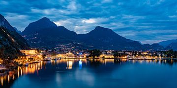 Riva del Garda on Lake Garda in Italy by night by Werner Dieterich