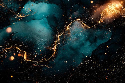 Abstract goud op blauwe kosmos