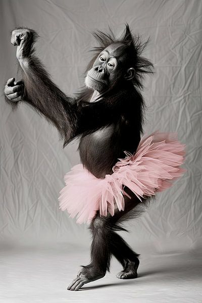 Orangutan in a pink ballet tutu by Poster Art Shop
