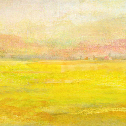 Landschap met een gele weide