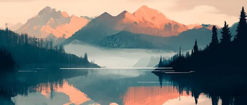 Paysage de lac de montagne sur Poster Art Shop
