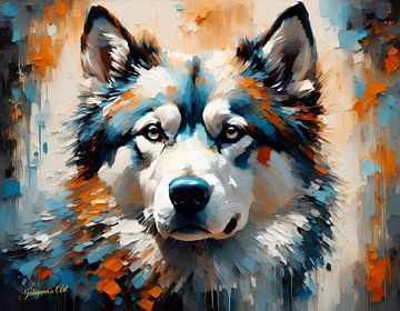 Hondenkunst - Siberische Husky 1 van Johanna's Art