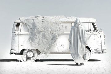 Mystieke Reis door het Onbekende, in een Wit Landschap van Peter Pen tekeningen en schilderijen